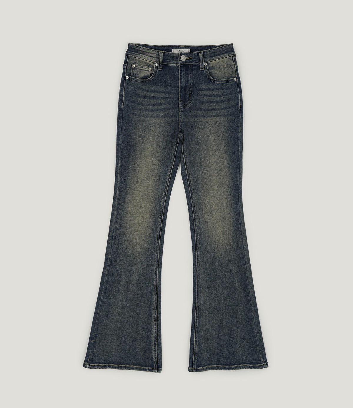 Nisha Vintage-Washed Bootcut Denim Pants Jean
