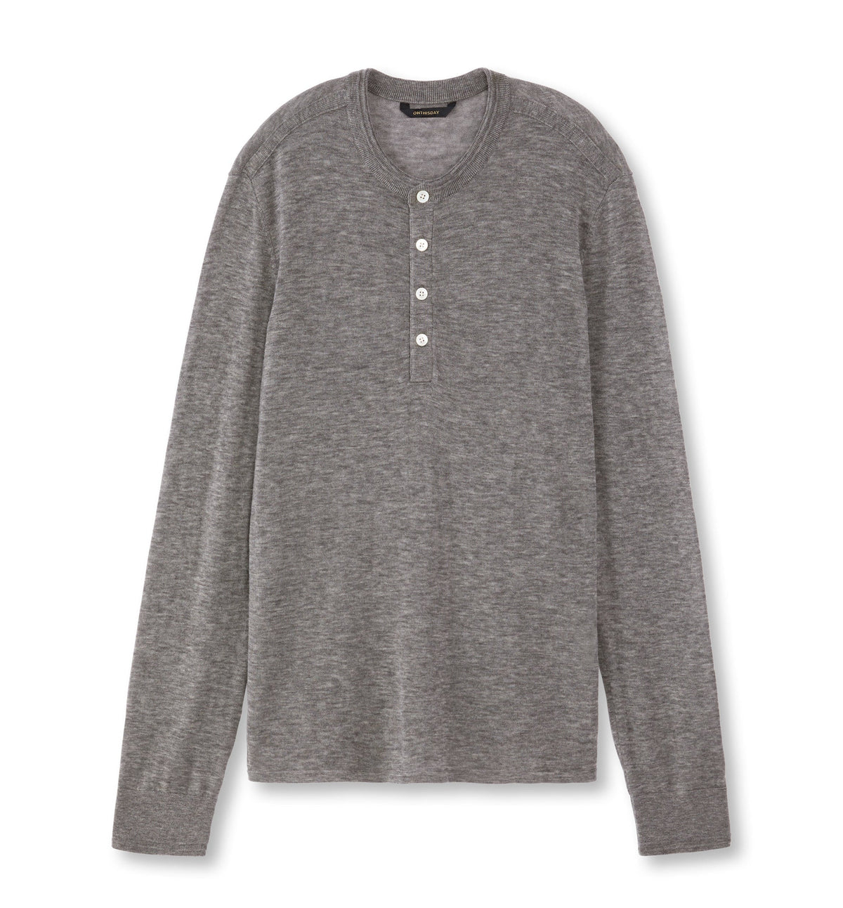 Superfine Wool Henley Sweater (Grey Heather)