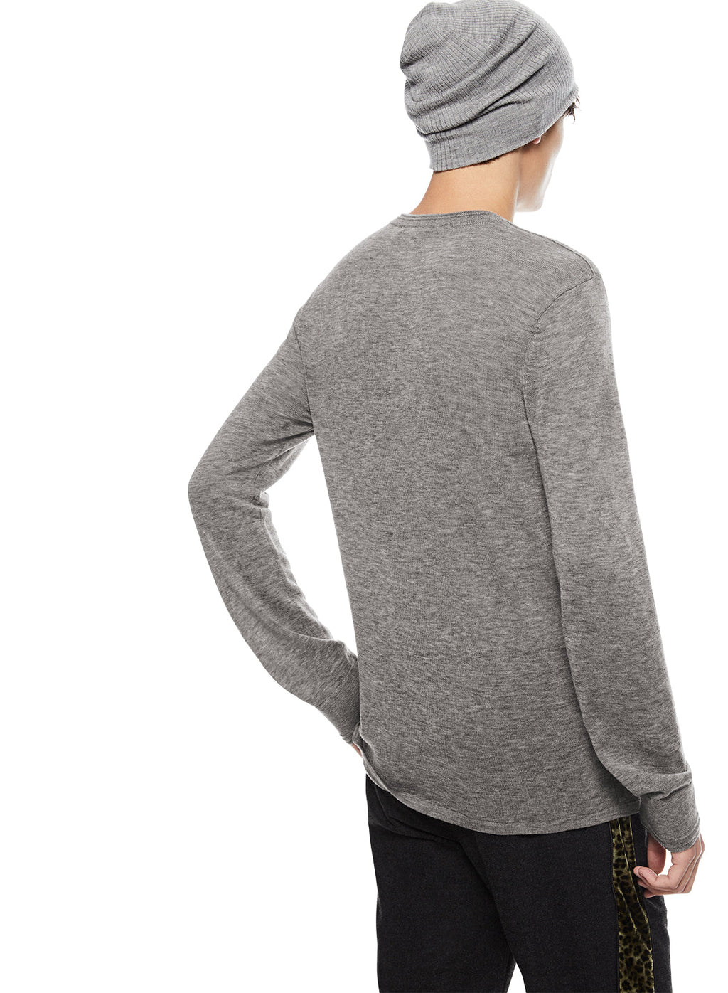 Superfine Wool Henley Sweater (Grey Heather)