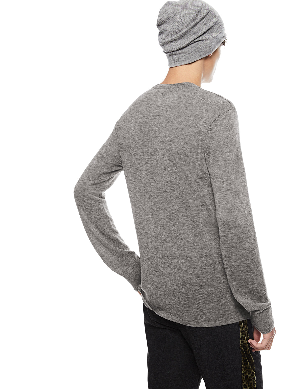 Superfine Wool Henley Sweater (Grey Heather)