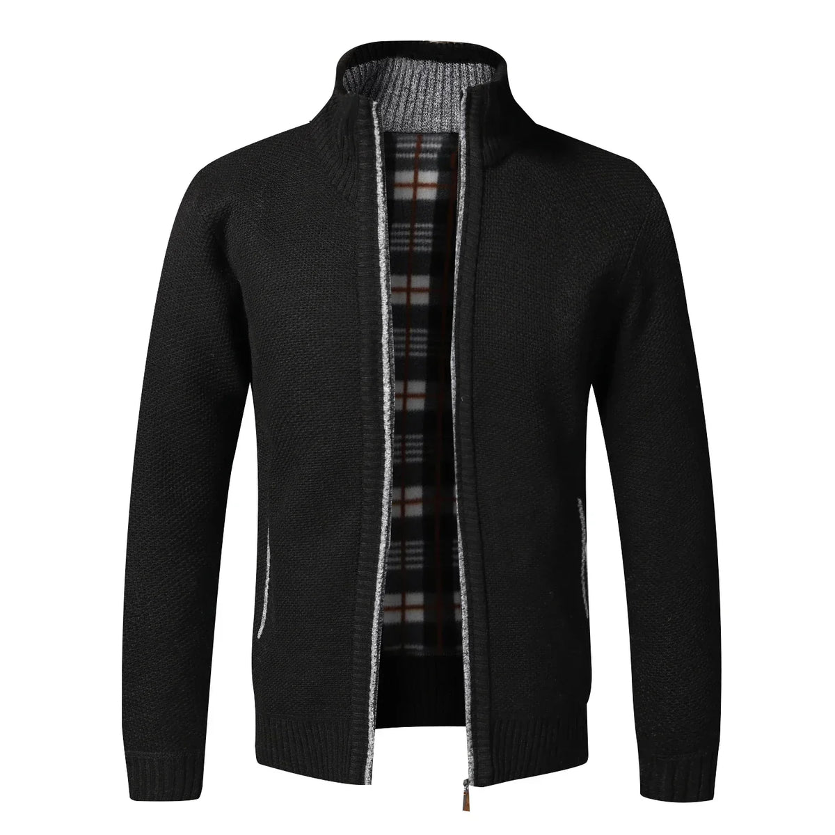 Men's Fleece Zip Cardigan Jacket Slim Fit Knit