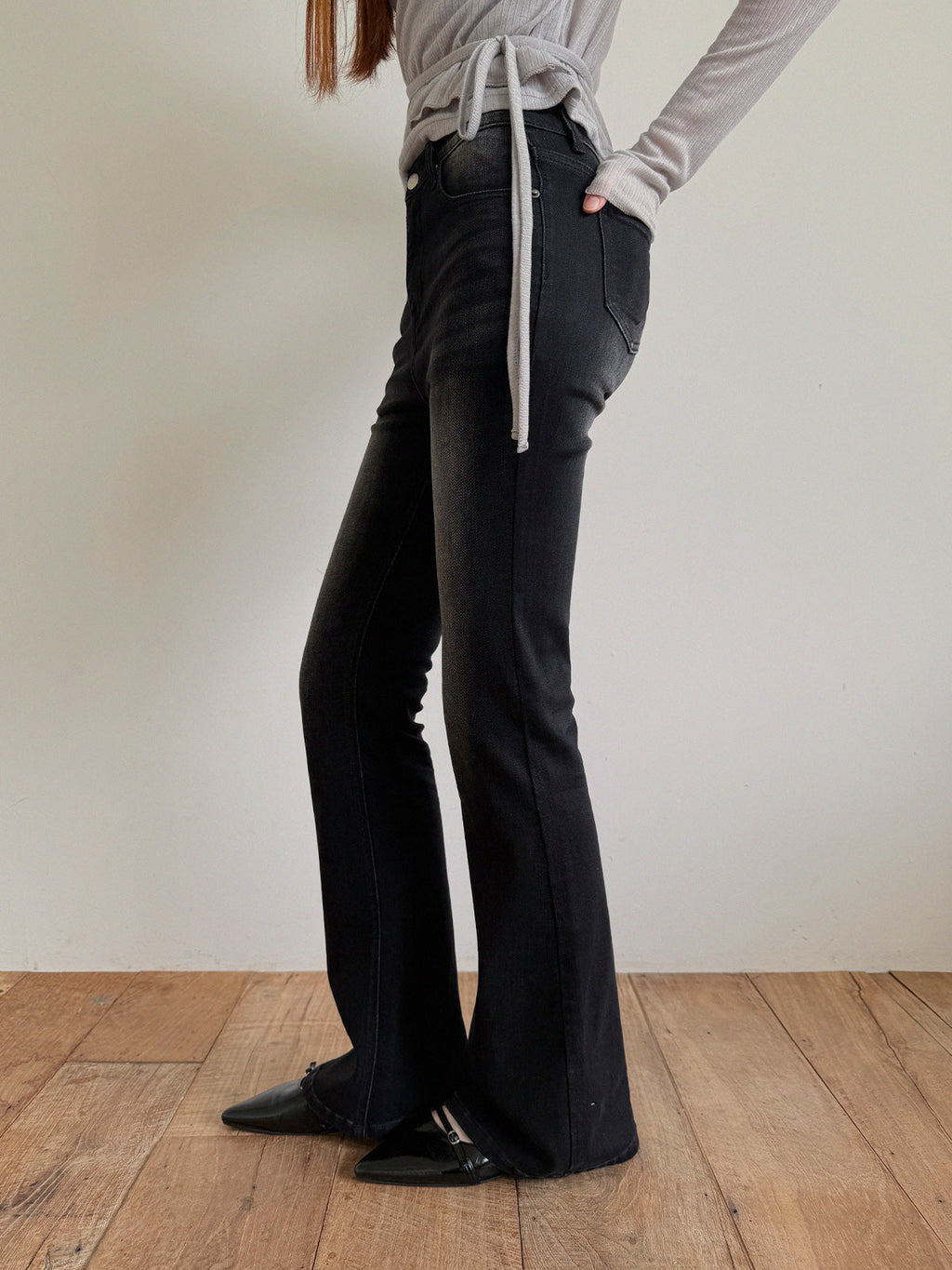 Nisha Vintage-Washed Bootcut Denim Pants Jean